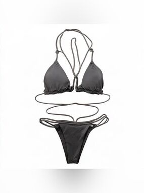 Black Strappy String Bikini Size XL